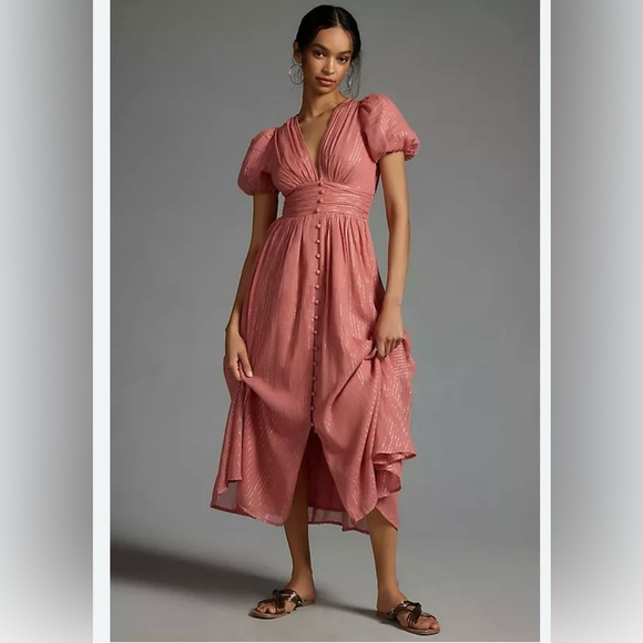 Anthropologie Katerina Lurex Puff Sleeve Dress women’s size 12 New with tags - Picture 5 of 5